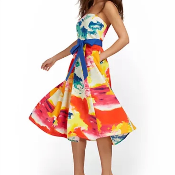 Petite Strapless Bow-Front Midi Dress - Picture 3 of 4